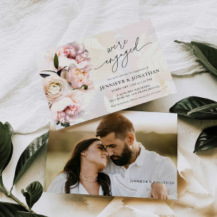 Invitation Fête d'engagement photo rose pâle