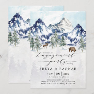 Invitation Fête d'engagement pour l'aventure dans la forêt de