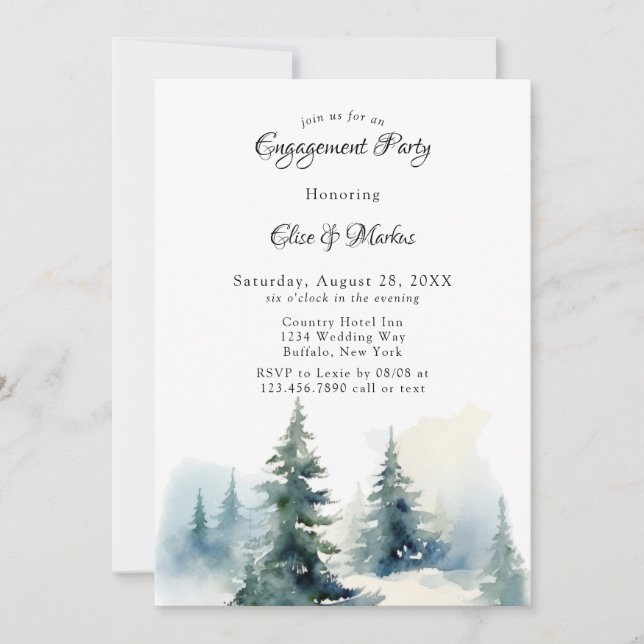Invitation Fête d'engagement pour l'hiver Arbre de Noël (Devant)