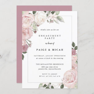 Invitation Fête d'engagement Rose Rose Floral