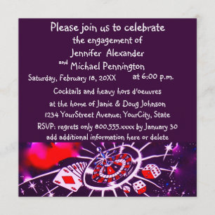 Invitation Fête d'engagement sur le thème du casino