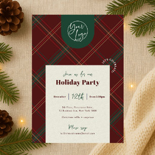 Invitation Fête d'entreprise de Noël en carreaux rouges avec