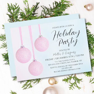 Invitation Fête d'entreprise de Noël Pink Baubles