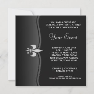 Invitation Fête d'entreprise en noir et blanc tenue de soirée