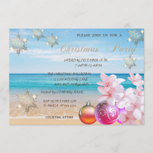 Invitation Fête d'entreprise Plumeria Noël sur la plage
