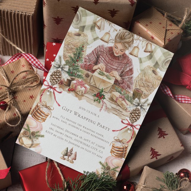 Invitation Fête d'enveloppement cadeau Noël (Créateur téléchargé)