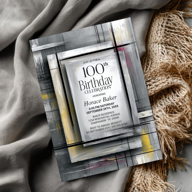Invitation Fête des 100 ans de Modern Grey (Créateur téléchargé)