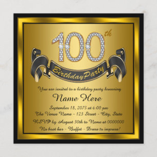 Invitation Fête des 100 ans en or