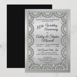 Invitation Fête des 10 ans de mariage, Noces d'argent et de d