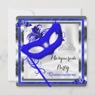 Invitation Fête des 15 ans Blue Masquerade Quinceanera