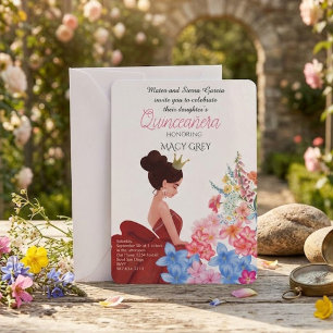 Invitation Fête des 15 ans Blush Floral Quinceañera