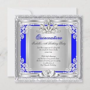 Invitation Fête des 15 ans Quinceanera Bleu Argenté
