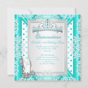 Invitation Fête des 15 ans Quinceanera Taches Bleu sarcelle