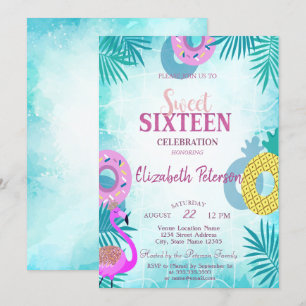 Invitation Fête des 16 ans au Flamingo Summer Pool