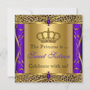 Invitation Fête des 16 ans de la princesse Regal Purple Leopa