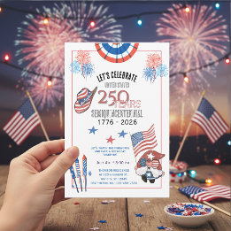 Invitation Fête des 250 ans des États-Unis aquarelle amusante