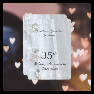 Invitation Fête des 35 ans de mariage, Dentelle Vintage