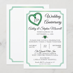 Invitation Fête des 35 ans de mariage Emeralds Diamonds