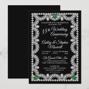 Invitation Fête des 35 ans de mariage Émeraude et Diamant