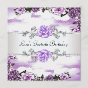 Invitation Fête des 40 ans de la femme Roses Violettes