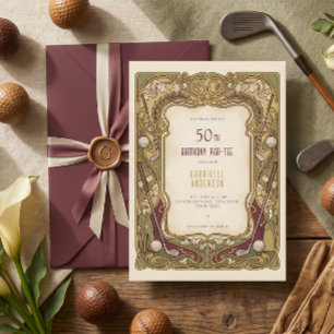 Invitation Fête des 50 ans Par-Tee Art Nouveau Élégant Bourgo