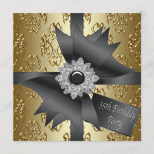 Invitation Fête des 55 ans de Diamond Bow Womans Black Gold