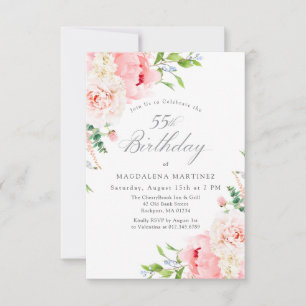 Invitation Fête des 55 ans Féminin Roses Roses Florales