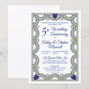 Invitation Fête des 5 ans de mariage Saphir Diamant
