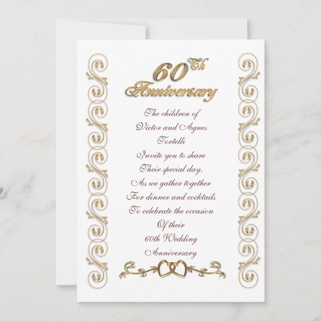 Invitation Fête des 60 ans de mariage des parents (Devant)