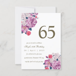 Invitation Fête des 65 ans Chic Simple Botanique Florale Viol