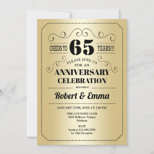 Invitation Fête des 65 ans de mariage - Noir Or
