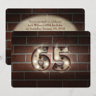 Invitation Fête des 65 ans - lumières de chapiteau sur brique