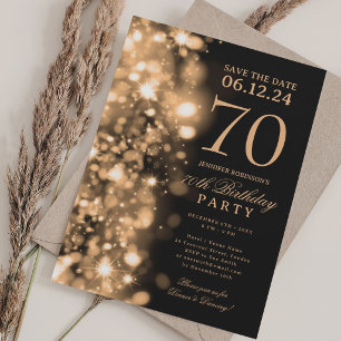 Invitation Fête des 70 ans "Save The Date" Glamour Or