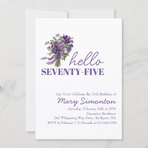 Invitation Fête des 75 ans Bouquet Floral Violet
