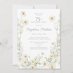 Invitation Fête des 75 ans Fleur du mois de naissance d'avril