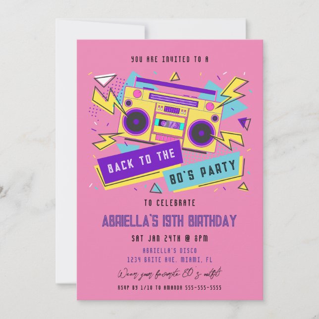 Invitation Fête des 80 | Anniversaire 80's (Devant)