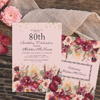 Fête des 80 ans Burgundy Fleur Rose Paillettes Dor