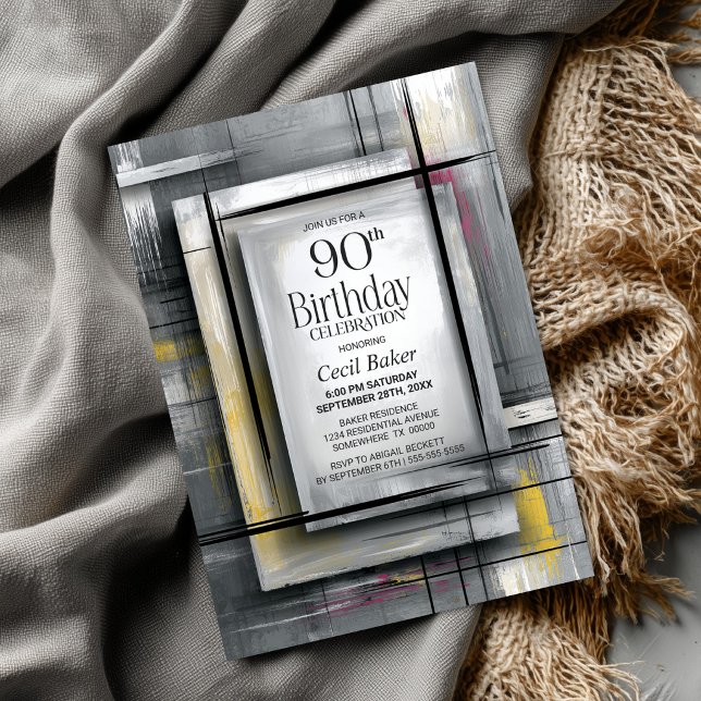 Invitation Fête des 90 ans de Modern Grey (Créateur téléchargé)