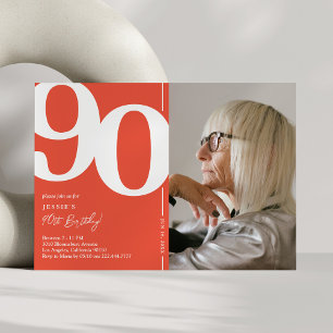 Invitation Fête des 90 ans de Orange Red Photo