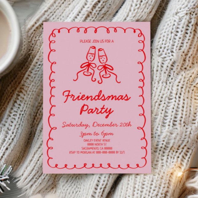 Invitation Fête des amis Champagne à la main de Whimsical (Créateur téléchargé)
