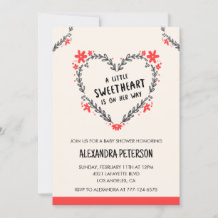 Invitation Fête des amoureux baby shower floral heart