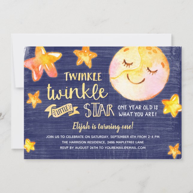 Invitation Fête des Anniversaires de enfants célestes Twinkle (Devant)