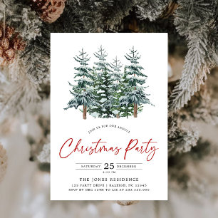 Invitation Fête des arbres de Noël d'Aquarelle moderne