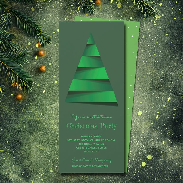 Invitation Fête des arbres de Noël modernes (Modern Christmas Tree Party Invitations - PRINTED and/or INSTANT DOWNLOAD)