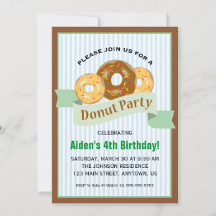 Invitation Fête des beignes pour l'anniversaire de l'enfant