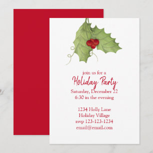 Invitation Fête des Berries Holly Rouge et Vert