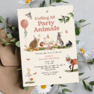 Invitation Fête des bois Animaux rose fête d'anniversaire