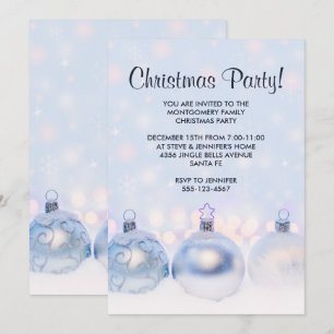 Invitation Fête des boules de Noël en métal décoratif