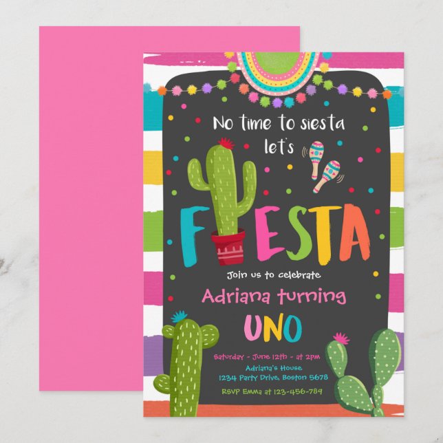 Invitation Fête des Cactus mexicains (Devant / Derrière)