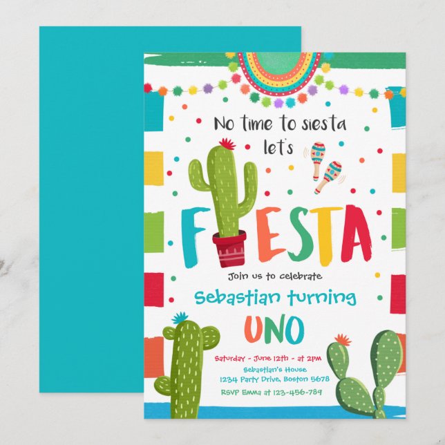 Invitation Fête des Cactus mexicains (Devant / Derrière)